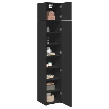 vidaXL Ντουλάπι Αποθήκευσης Στενό Μαύρο 40x42,5x225cm Επεξεργ. Ξύλο 1 τεμ.