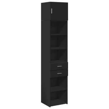 vidaXL Ντουλάπι Αποθήκευσης Στενό Μαύρο 45x42,5x225cm Επεξεργ. Ξύλο 1 τεμ.