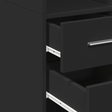 vidaXL Ντουλάπι Αποθήκευσης Στενό Μαύρο 45x42,5x225cm Επεξεργ. Ξύλο 1 τεμ.