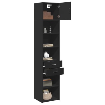 vidaXL Ντουλάπι Αποθήκευσης Στενό Μαύρο 45x42,5x225cm Επεξεργ. Ξύλο 1 τεμ.