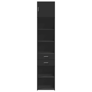 vidaXL Ντουλάπι Αποθήκευσης Στενό Μαύρο 45x42,5x225cm Επεξεργ. Ξύλο 1 τεμ.