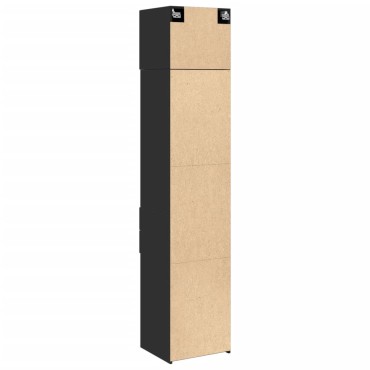 vidaXL Ντουλάπι Αποθήκευσης Στενό Μαύρο 45x42,5x225cm Επεξεργ. Ξύλο 1 τεμ.