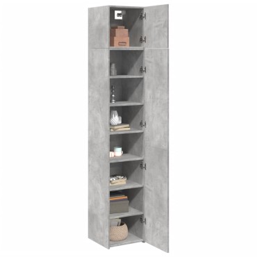 vidaXL Ντουλάπι Αποθήκευσης Στενό Γκρι 40x42,5x225cm Επεξεργ. Ξύλο 1 τεμ.