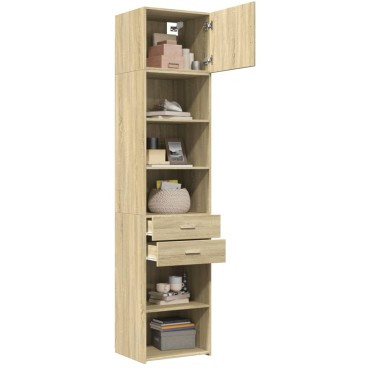 vidaXL Ντουλάπι Αποθήκευσης Στενό Δρυς 50x42,5x225cm Επεξεργ. Ξύλο 1 τεμ.
