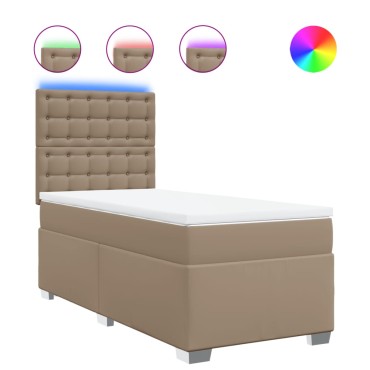 vidaXL Κρεβάτι Boxspring με Στρώμα Καπουτσίνο 100x200εκ.από Συνθ.Δέρμα