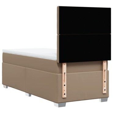 vidaXL Κρεβάτι Boxspring με Στρώμα Καπουτσίνο 100x200εκ.από Συνθ.Δέρμα