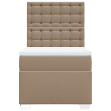 vidaXL Κρεβάτι Boxspring με Στρώμα Καπουτσίνο 100x200εκ.από Συνθ.Δέρμα