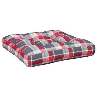 vidaXL Μαξιλάρι Παλέτας Κόκκινο Καρό 60x60x12cm Υφασμάτινο