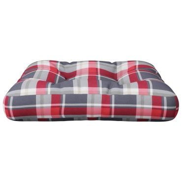vidaXL Μαξιλάρι Παλέτας Κόκκινο Καρό 60x60x12cm Υφασμάτινο