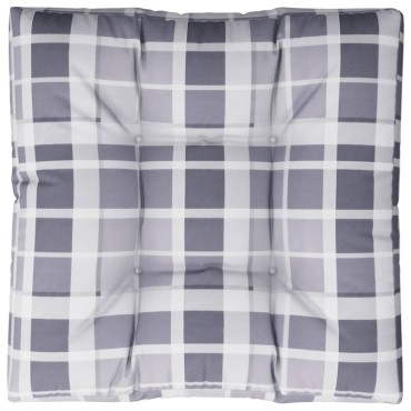 vidaXL Μαξιλάρι Παλέτας Γκρι Καρό 70x70x12cm Υφασμάτινο