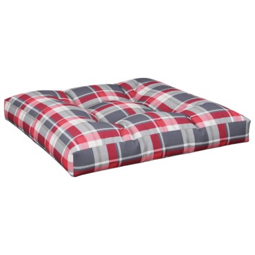 vidaXL Μαξιλάρι Παλέτας Κόκκινο Καρό 80x80x12cm Υφασμάτινο
