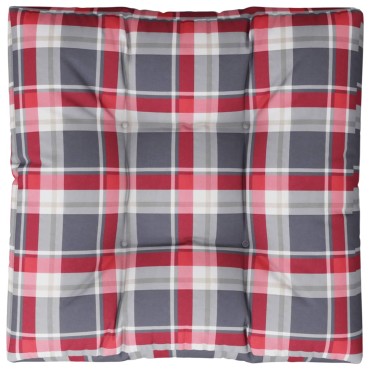 vidaXL Μαξιλάρι Παλέτας Κόκκινο Καρό 80x80x12cm Υφασμάτινο
