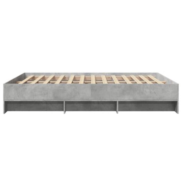 vidaXL Πλαίσιο Κρεβατιού Γκρι Σκυροδέματος 150x200 εκ. Επεξεργ. Ξύλο