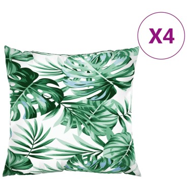 vidaXL Μαξιλάρια Καναπέ 4 τεμ. Σχέδιο Φύλλων 50x50cm Υφασμάτινα