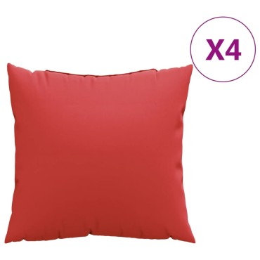 vidaXL Μαξιλάρια Καναπέ 4 τεμ. Κόκκινο 50x50cm Υφασμάτινα