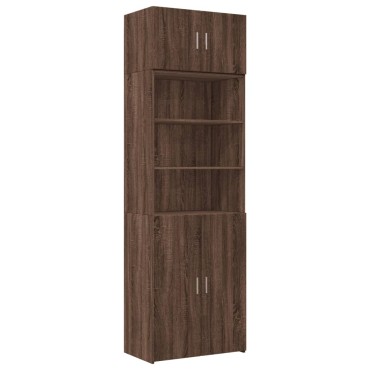 vidaXL Ραφιέρα με Ντουλάπια Καφέ Δρυς 70x42,5x225cm από Επεξ. Ξύλο 1 τεμ.