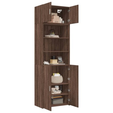 vidaXL Ραφιέρα με Ντουλάπια Καφέ Δρυς 70x42,5x225cm από Επεξ. Ξύλο 1 τεμ.