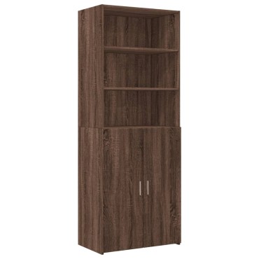 vidaXL Ραφιέρα με Ντουλάπια Καφέ Δρυς 70x42,5x225cm από Επεξ. Ξύλο 1 τεμ.