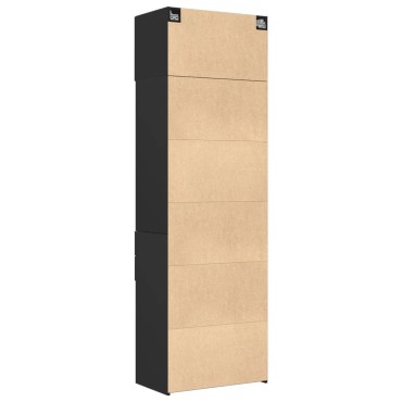 vidaXL Ραφιέρα με Ντουλάπια Μαύρο 70x42,5x225cm από Επεξ. Ξύλο 1 τεμ.