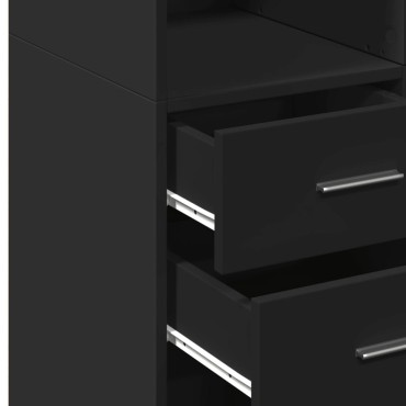 vidaXL Ραφιέρα με Ντουλάπια Μαύρο 70x42,5x225cm από Επεξ. Ξύλο 1 τεμ.