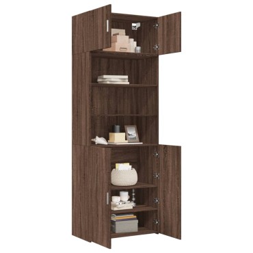 vidaXL Ραφιέρα με Ντουλάπια Καφέ Δρυς 80x42,5x225cm από Επεξ. Ξύλο 1 τεμ.