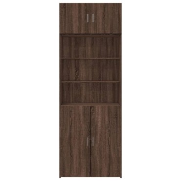 vidaXL Ραφιέρα με Ντουλάπια Καφέ Δρυς 80x42,5x225cm από Επεξ. Ξύλο 1 τεμ.
