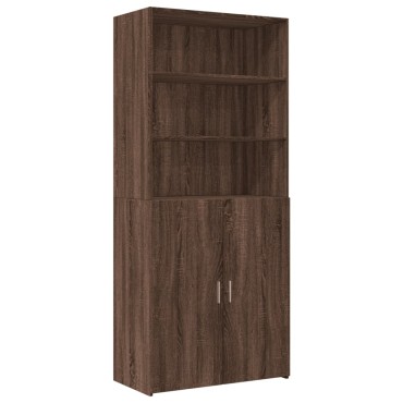 vidaXL Ραφιέρα με Ντουλάπια Καφέ Δρυς 80x42,5x225cm από Επεξ. Ξύλο 1 τεμ.