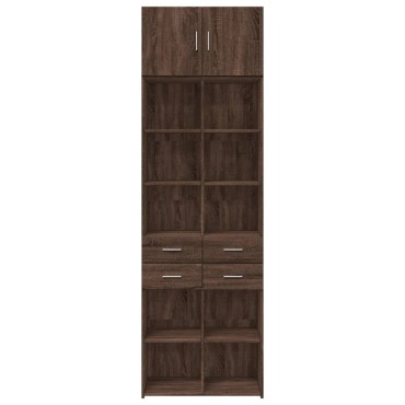 vidaXL Ραφιέρα με Ντουλάπια Καφέ Δρυς 70x42,5x225cm από Επεξ. Ξύλο 1 τεμ.
