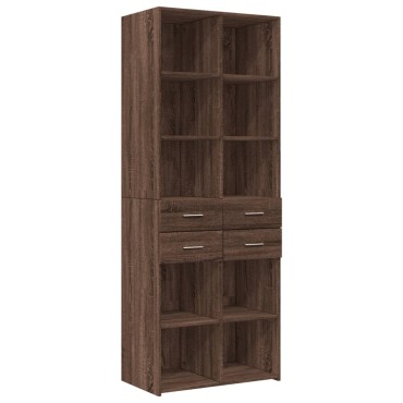 vidaXL Ραφιέρα με Ντουλάπια Καφέ Δρυς 70x42,5x225cm από Επεξ. Ξύλο 1 τεμ.