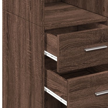 vidaXL Ραφιέρα με Ντουλάπια Καφέ Δρυς 70x42,5x225cm από Επεξ. Ξύλο 1 τεμ.
