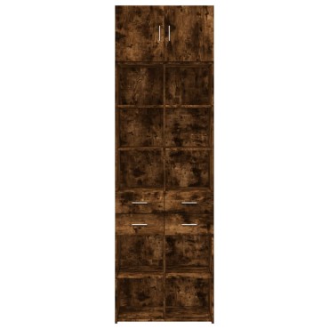 vidaXL Ραφιέρα με Ντουλάπια Καπνιστή Δρυς 70x42,5x225cm Επεξ. Ξύλο 1 τεμ.