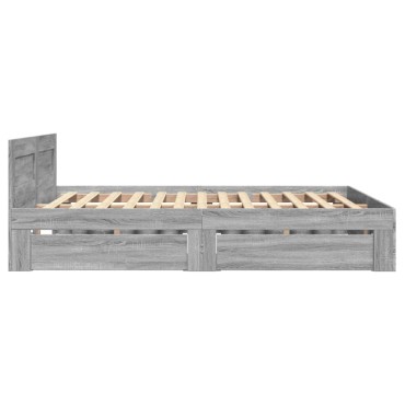 vidaXL Πλαίσιο Κρεβατιού με Κεφαλάρι Γκρι Sonoma 140x200εκ. Επεξ. Ξύλο
