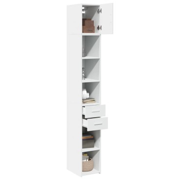 vidaXL Ντουλάπι Αποθήκευσης Στενό Λευκό 30x42,5x225cm Επεξεργ. Ξύλο 1 τεμ.