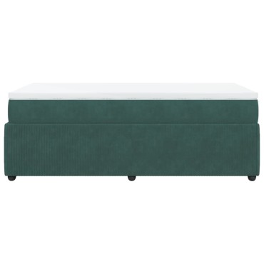 vidaXL Κρεβάτι Boxspring με Στρώμα Σκούρο Πράσινο 100x200εκ. Βελούδινο