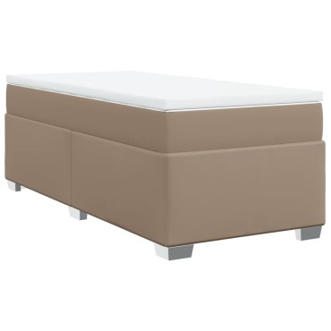 vidaXL Κρεβάτι Boxspring με Στρώμα Καπουτσίνο 100x200εκ.από Συνθ.Δέρμα