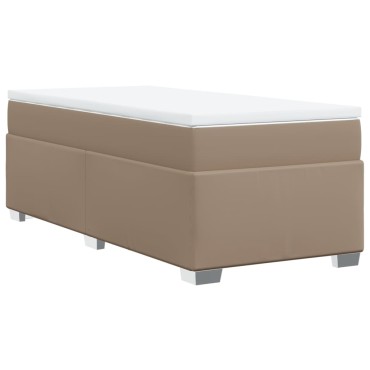 vidaXL Κρεβάτι Boxspring με Στρώμα Καπουτσίνο 100x200εκ.από Συνθ.Δέρμα