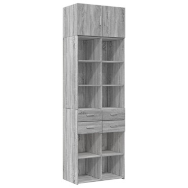 vidaXL Ραφιέρα με Ντουλάπια Γκρι Sonoma 70x42,5x225cm Επεξ. Ξύλο 1 τεμ.