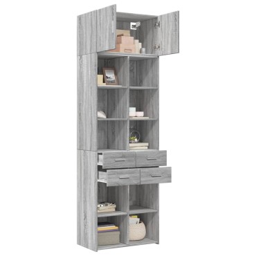 vidaXL Ραφιέρα με Ντουλάπια Γκρι Sonoma 70x42,5x225cm Επεξ. Ξύλο 1 τεμ.