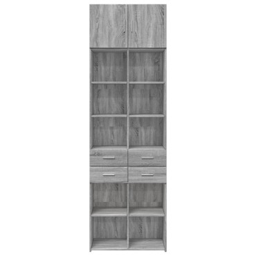 vidaXL Ραφιέρα με Ντουλάπια Γκρι Sonoma 70x42,5x225cm Επεξ. Ξύλο 1 τεμ.