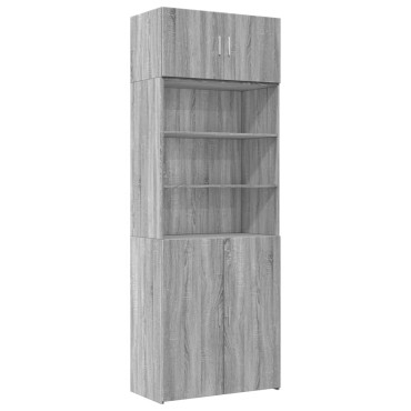 vidaXL Ραφιέρα με Ντουλάπια Γκρι Sonoma 80x42,5x225cm Επεξ. Ξύλο 1 τεμ.