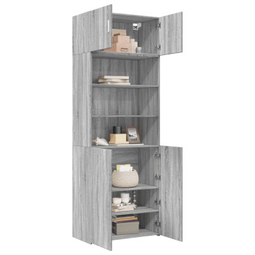 vidaXL Ραφιέρα με Ντουλάπια Γκρι Sonoma 80x42,5x225cm Επεξ. Ξύλο 1 τεμ.