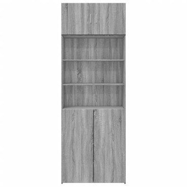 vidaXL Ραφιέρα με Ντουλάπια Γκρι Sonoma 80x42,5x225cm Επεξ. Ξύλο 1 τεμ.