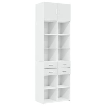 vidaXL Ραφιέρα με Ντουλάπια Λευκή 70x42,5x225cm Επεξεργασμένο Ξύλο 1 τεμ.