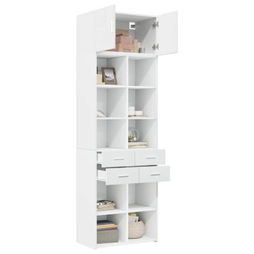 vidaXL Ραφιέρα με Ντουλάπια Λευκή 70x42,5x225cm Επεξεργασμένο Ξύλο 1 τεμ.