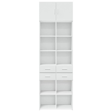 vidaXL Ραφιέρα με Ντουλάπια Λευκή 70x42,5x225cm Επεξεργασμένο Ξύλο 1 τεμ.