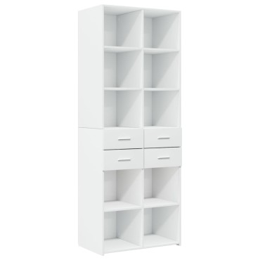 vidaXL Ραφιέρα με Ντουλάπια Λευκή 70x42,5x225cm Επεξεργασμένο Ξύλο 1 τεμ.
