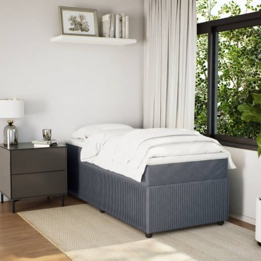 vidaXL Κρεβάτι Boxspring με Στρώμα Σκούρο Γκρι 80x200 εκ. Βελούδινο