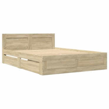 vidaXL Πλαίσιο Κρεβατιού με Κεφαλάρι Sonoma Δρυς 140x200εκ. Επεξ. Ξύλο