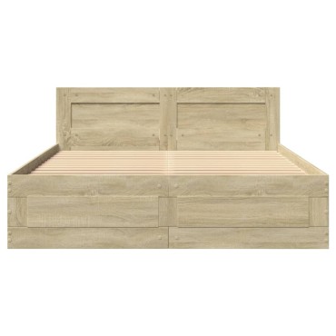 vidaXL Πλαίσιο Κρεβατιού με Κεφαλάρι Sonoma Δρυς 140x200εκ. Επεξ. Ξύλο