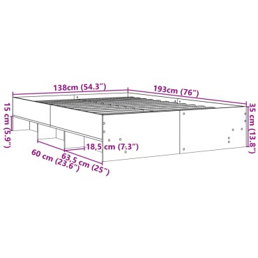 vidaXL Πλαίσιο Κρεβατιού Λευκό 135x190 εκ. από Επεξεργασμένο Ξύλο